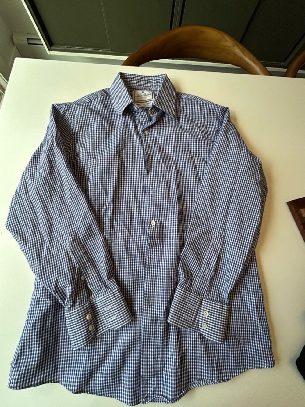 Brooks Brothers Blue Gingham Dress Shirt by Thomas Mason